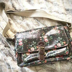 Cath Kidston Dark Gray Floral Crossbody with Pink Rose Print